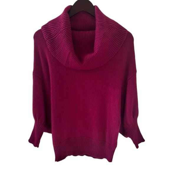 Express Deep Pink Cowl Neck 3/4 Sleeve Angora Blend Sweater Size Small - Picture 1 of 5